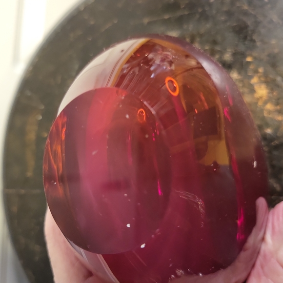 Vintage Murano Style Red Glass Heart Vase 5" - Picture 6 of 8